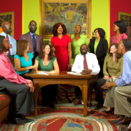 description: an image showing a diverse group of people engaged in a lively political discussion.