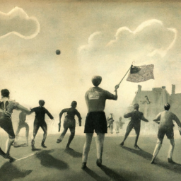 description: an anonymous image showing a group of athletes playing a sport on a field, representing the impact of us presidents in sports.