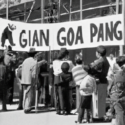 description: an anonymous image of a group of excited visitors at a zoo, eagerly awaiting the arrival of giant pandas from china. the visitors are gathered around a sign that reads "coming soon: giant pandas from china" with images of pandas and chinese flags. the anticipation and excitement in the air is palpable as people of all ages eagerly await the arrival of these beloved animals.