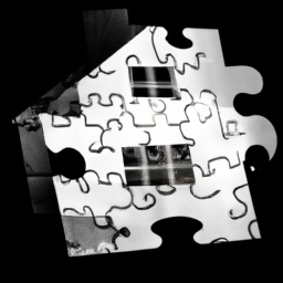 Description: A black and white image of the White House with a puzzle piece overlay.