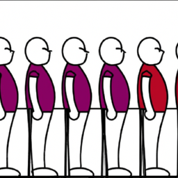 An illustration of a group of people standing in a line.