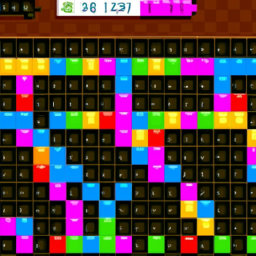 description: a screenshot of worm 2048 showing colorful blocks stacked on top of each other in a grid pattern.