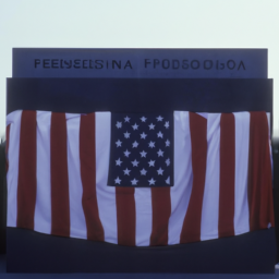 description: an anonymous image depicts a somber american flag draped over a memorial dedicated to fallen presidents, symbolizing the somber legacy of us presidential assassinations.