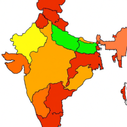 description: a map of india with different colored regions representing the political dominance of various parties. the saffron-colored regions symbolize the bjp's influence, while other colors signify different regional parties and alliances.