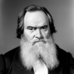 description: an anonymous black and white photograph of a man with a beard and a stern expression, who is presumed to be andrew johnson.