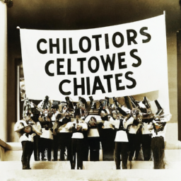 description: an anonymous image shows a celebratory scene with a group of people cheering and holding up signs that say "congratulations chiefs!