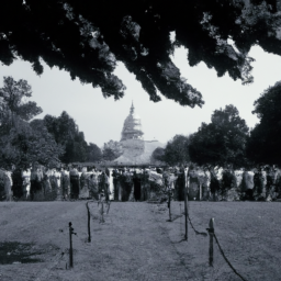 Description: A line of people with the U.S. Capitol in the background, representing the members of the Congress.
