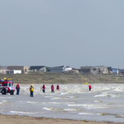 Search and rescue teams combing the shoreline of a coastal town in Texas for two missing individuals.
