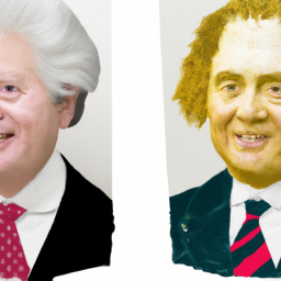 Two AI images of two presidents. The first image is of a president with a wild, glorious mullet. The second image is of a president wearing a disheveled mullet and opting out of traditional suit attire.