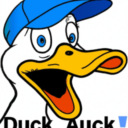 description: an image showing a cartoonish duck with its beak open, seemingly quacking. the duck is wearing a blue hat with the aflac logo.